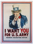 The Most Famous American Artwork, the Original I Want You World War I Recruitment Poster by James Montgomery Flagg